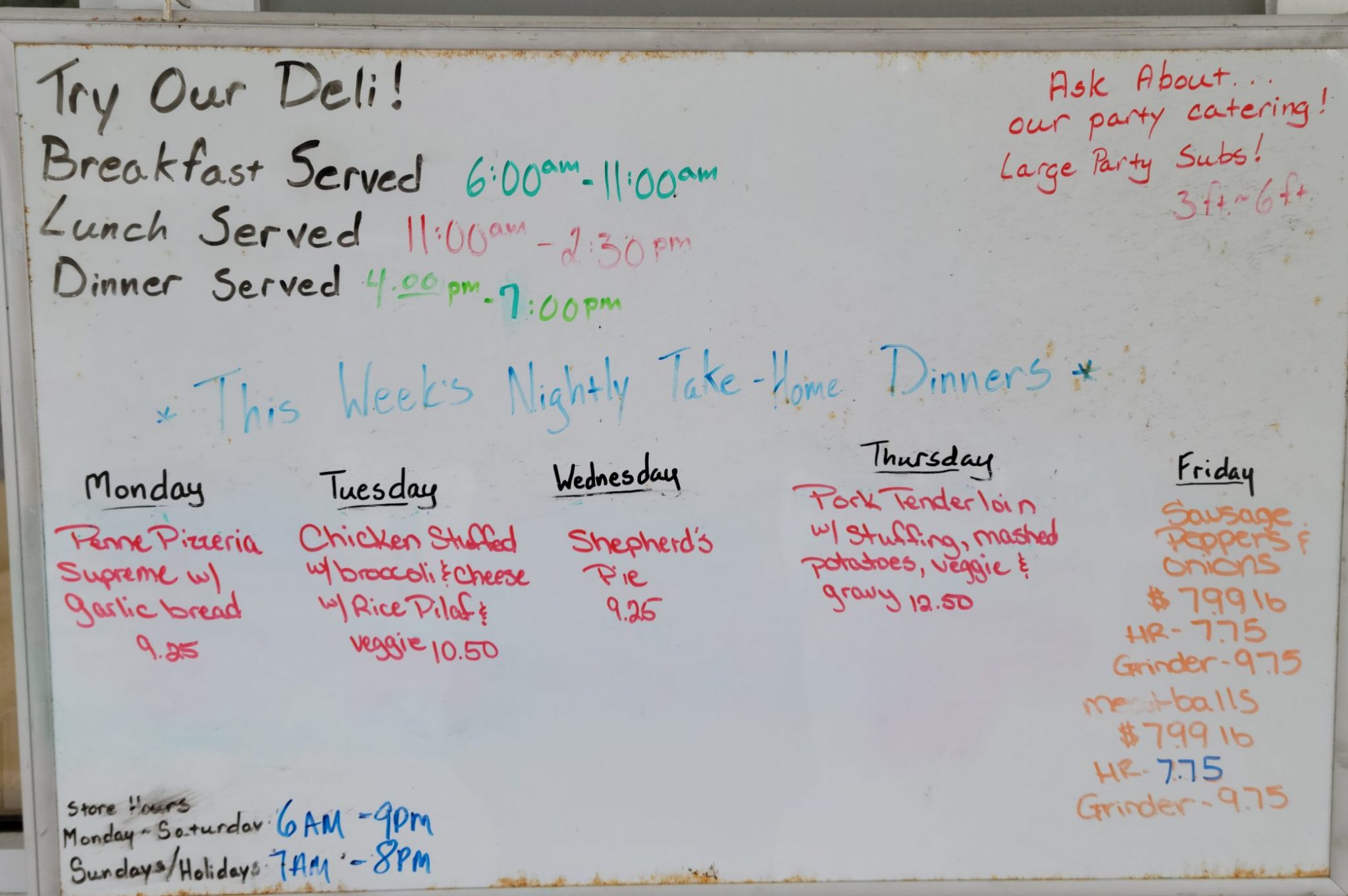 New Menu every Week Bridgewater Plaza Convenience Store