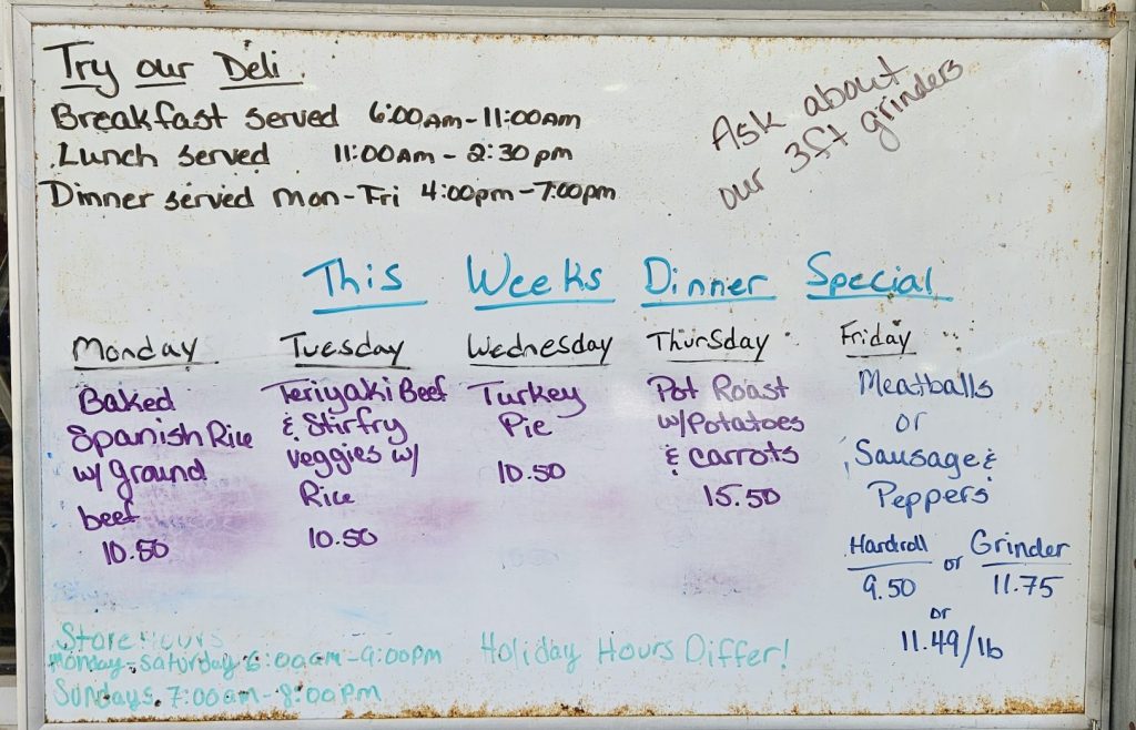 Weekly Dinner Menu